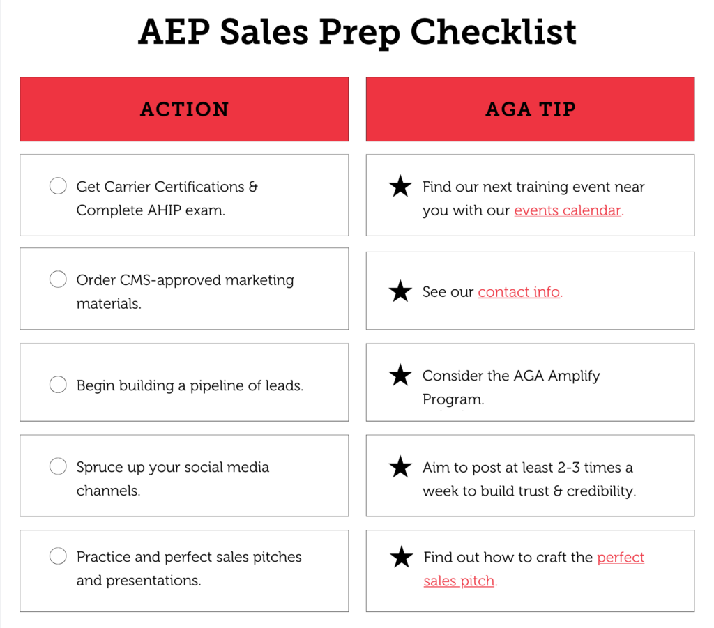 AEP Sales Prep Checklist